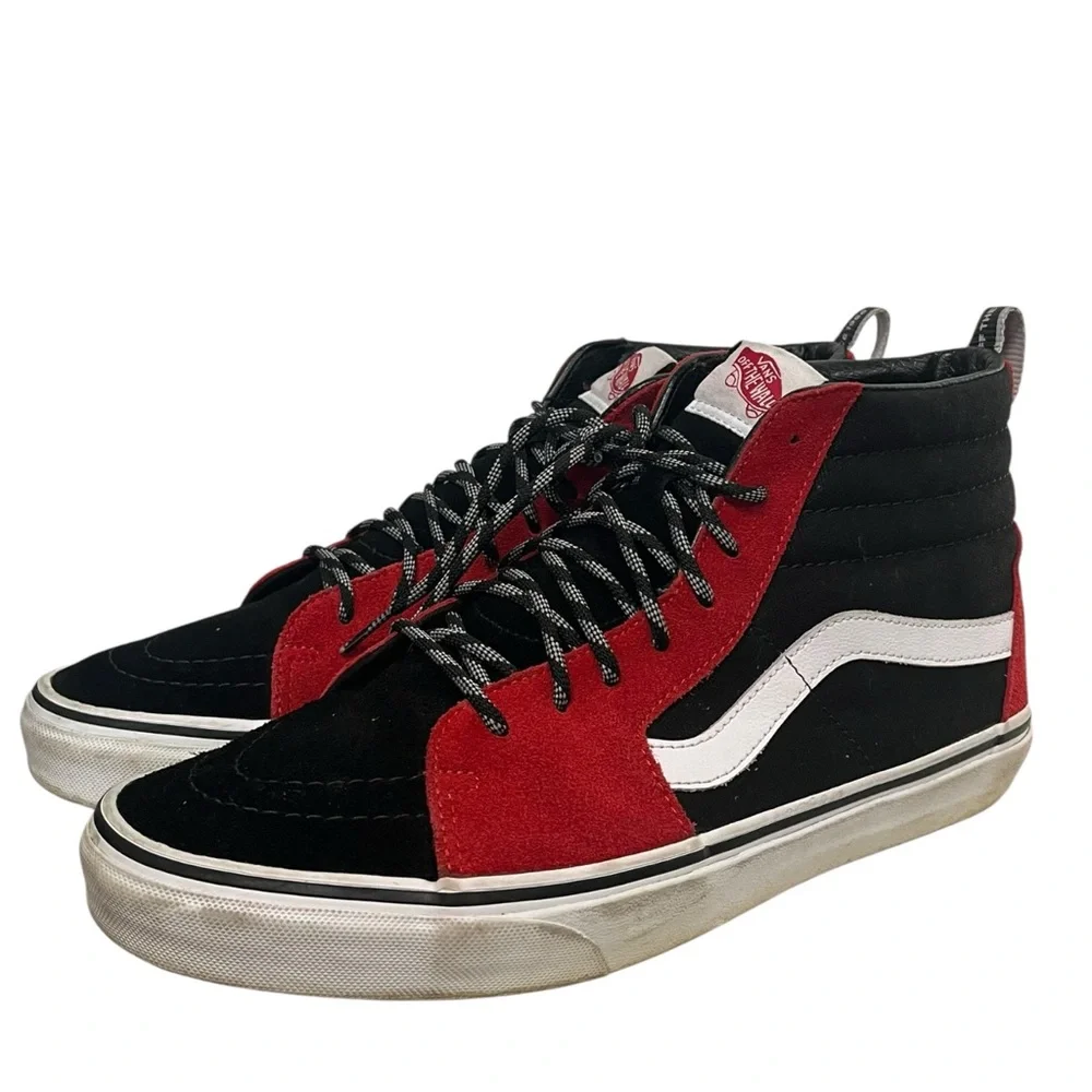 VANS | SK8-HI Red Black White‎ Off the Wall Since 1966 Script Men's Shoes 10.5